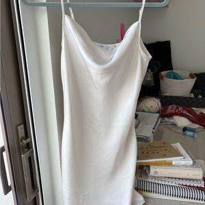 Elegant White Satin Slip Dress